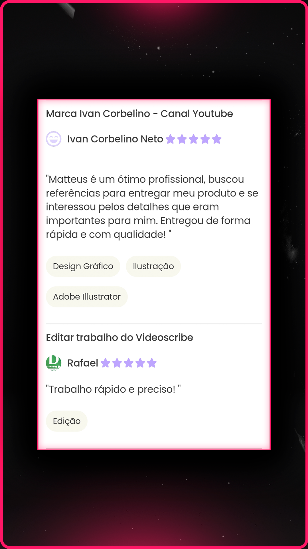 Comentário de cliente sobre qualidade cinematográfica da edição
