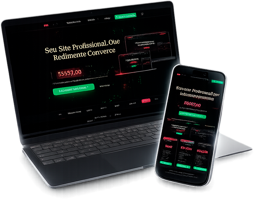 Mockup de site profissional em computador e smartphone